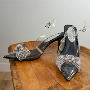 Express Black and Silver Embellished Heels